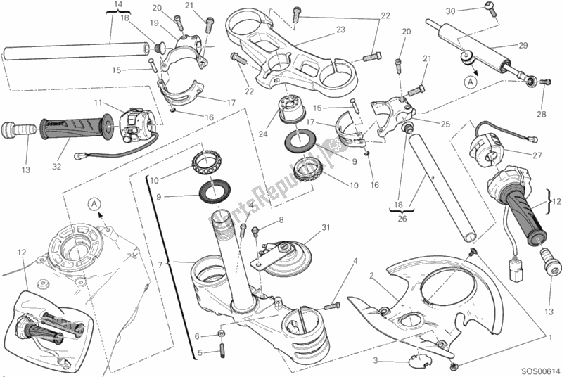 Todas as partes de Semimanubri - Ammortizzatore Di Sterzo do Ducati Superbike 959 Panigale ABS USA 2016